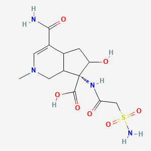 molecular formula C13H20N4O7S B1237337 (7R)-4-氨基甲酰基-6-羟基-2-甲基-7-[(2-磺酰基乙酰基)氨基]-4a,5,6,7a-四氢-1H-环戊[c]吡啶-7-羧酸 