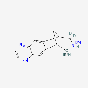 molecular formula C13H13N3 B12373396 Varenicline-15N,13C,d2 