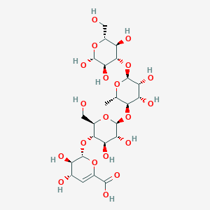 molecular formula C24H38O20 B1237341 beta-D-Delta(4)-GlcpA-(1->4)-beta-D-Glcp-(1->4)-alpha-L-Rhap-(1->3)-beta-D-Glcp 