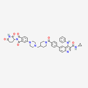 molecular formula C49H48N8O6 B12373474 4-anilino-N-cyclopropyl-6-[4-[4-[[4-[2-(2,6-dioxopiperidin-3-yl)-1,3-dioxoisoindol-5-yl]piperazin-1-yl]methyl]piperidine-1-carbonyl]phenyl]quinoline-3-carboxamide 