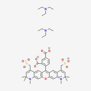 molecular formula C47H64N4O11S2 B12373513 [13-(2,4-dicarboxyphenyl)-6,7,7,19,19,20-hexamethyl-17-(sulfomethyl)-2-oxa-6-aza-20-azoniapentacyclo[12.8.0.03,12.05,10.016,21]docosa-1(22),3(12),4,8,10,13,15,17,20-nonaen-9-yl]methanesulfonate;N,N-diethylethanamine 