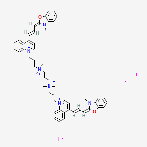 3-[dimethyl-[3-[4-[(E,3E)-3-(3-methyl-1,3-benzoxazol-2-ylidene)prop-1-enyl]quinolin-1-ium-1-yl]propyl]azaniumyl]propyl-dimethyl-[3-[4-[(E,3E)-3-(3-methyl-1,3-benzoxazol-2-ylidene)prop-1-enyl]quinolin-1-ium-1-yl]propyl]azanium;tetraiodide