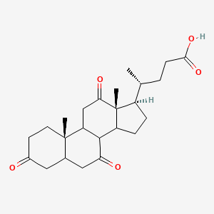 molecular formula C24H34O5 B1237368 (4R)-4-[(10S,13R,17R)-10,13-dimethyl-3,7,12-trioxo-1,2,4,5,6,8,9,11,14,15,16,17-dodecahydrocyclopenta[a]phenanthren-17-yl]pentanoic acid 
