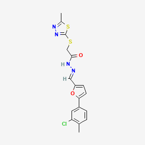 molecular formula C17H15ClN4O2S2 B1237372 N'-{(E)-[5-(3-chloro-4-methylphenyl)furan-2-yl]methylidene}-2-[(5-methyl-1,3,4-thiadiazol-2-yl)sulfanyl]acetohydrazide 