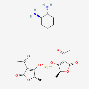 (2S)-4-acetyl-2-methyl-5-oxo-2H-furan-3-olate;(1R,2R)-cyclohexane-1,2-diamine;platinum(2+)