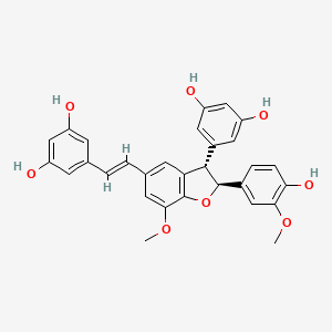 molecular formula C30H26O8 B12373740 rel-(2R,3R)-5-((E)-2-(3-(3,5-Dihydroxyphenyl)-2-(4-hydroxy-3-methoxyphenyl)-7-methoxy-2,3-dihydrobenzofuran-5-yl)vinyl)benzene-1,3-diol CAS No. 291535-64-3