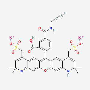 dipotassium;[13-[2-carboxy-4-(prop-2-ynylcarbamoyl)phenyl]-7,7,19,19-tetramethyl-17-(sulfonatomethyl)-2-oxa-6,20-diazapentacyclo[12.8.0.03,12.05,10.016,21]docosa-1(22),3(12),4,8,10,13,15,17,20-nonaen-9-yl]methanesulfonate