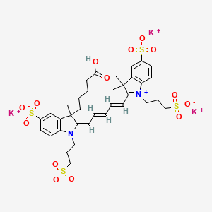 molecular formula C35H41K3N2O14S4 B12373805 tripotassium;(2E)-3-(4-carboxybutyl)-2-[(2E,4E)-5-[3,3-dimethyl-5-sulfonato-1-(3-sulfonatopropyl)indol-1-ium-2-yl]penta-2,4-dienylidene]-3-methyl-1-(3-sulfonatopropyl)indole-5-sulfonate 