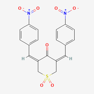 molecular formula C19H14N2O7S B1237390 (3E,5E)-3,5-bis[(4-nitrophenyl)methylidene]-1,1-dioxothian-4-one 