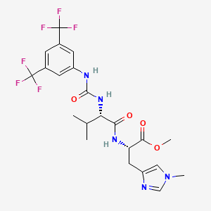 molecular formula C22H25F6N5O4 B12373946 methyl (2S)-2-[[(2S)-2-[[3,5-bis(trifluoromethyl)phenyl]carbamoylamino]-3-methylbutanoyl]amino]-3-(1-methylimidazol-4-yl)propanoate 