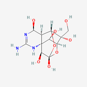 molecular formula C11H17N3O8 B1237398 (1R,5S,6R,7R,9S,11S,12S,13S,14S)-3-amino-14-(hydroxymethyl)-8,10-dioxa-2,4-diazatetracyclo[7.3.1.17,11.01,6]tetradec-3-ene-5,9,12,13,14-pentol 
