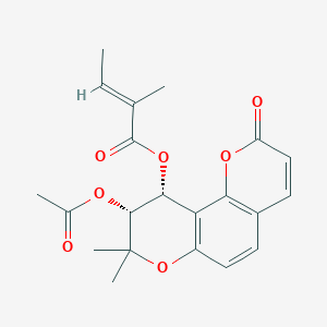 molecular formula C21H22O7 B1237401 (9R,10R)-9-(乙酰氧基)-8,8-二甲基-2-氧代-9,10-二氢-2H,8H-吡喃[2,3-f]色满-10-基 (2E)-2-甲基丁-2-烯酸酯 