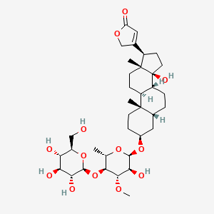 molecular formula C36H56O13 B12374052 3-[(3S,5R,8R,9S,10S,13R,14S,17R)-14-hydroxy-3-[(2R,3S,4S,5S,6S)-3-hydroxy-4-methoxy-6-methyl-5-[(2S,3R,4S,5S,6R)-3,4,5-trihydroxy-6-(hydroxymethyl)oxan-2-yl]oxyoxan-2-yl]oxy-10,13-dimethyl-1,2,3,4,5,6,7,8,9,11,12,15,16,17-tetradecahydrocyclopenta[a]phenanthren-17-yl]-2H-furan-5-one 