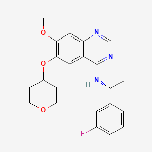 molecular formula C22H24FN3O3 B12374074 N-[(1R)-1-(3-fluorophenyl)ethyl]-7-methoxy-6-(oxan-4-yloxy)quinazolin-4-amine 