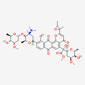 molecular formula C47H59NO17 B12374161 methyl 2-[10-[(2R,4S,5S,6S)-4-(dimethylamino)-5-[(2S,4S,5R,6R)-5-hydroxy-4-methoxy-6-methyloxan-2-yl]oxy-4,6-dimethyloxan-2-yl]-2-(2,3-dimethyloxiran-2-yl)-11-hydroxy-4,7,12-trioxonaphtho[2,3-h]chromen-5-yl]-2-hydroxy-2-[(2S,4S,5R,6R)-5-hydroxy-4-methoxy-6-methyloxan-2-yl]acetate 