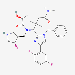 (4R)-4-[1-benzyl-4-(2,5-difluorophenyl)imidazol-2-yl]-4-[[(3S,4R)-4-fluoropyrrolidin-3-yl]methyl-[(2S)-2-hydroxypropanoyl]amino]-N,3,3-trimethylbutanamide