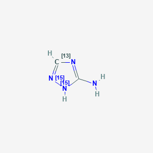 molecular formula C2H4N4 B12374444 Amitrole-13C,15N2 