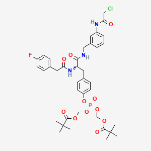 molecular formula C38H46ClFN3O11P B12374601 [[4-[(2S)-3-[[3-[(2-chloroacetyl)amino]phenyl]methylamino]-2-[[2-(4-fluorophenyl)acetyl]amino]-3-oxopropyl]phenoxy]-(2,2-dimethylpropanoyloxymethoxy)phosphoryl]oxymethyl 2,2-dimethylpropanoate 