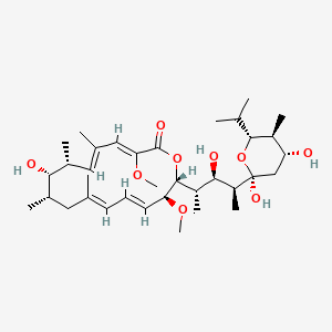 molecular formula C35H58O9 B1237465 (3Z,5E,7R,8S,9S,11E,13E,15S,16R)-16-[(2S,3R,4S)-4-[(2S,4R,5S,6R)-2,4-dihydroxy-5-methyl-6-propan-2-yloxan-2-yl]-3-hydroxypentan-2-yl]-8-hydroxy-3,15-dimethoxy-5,7,9,11-tetramethyl-1-oxacyclohexadeca-3,5,11,13-tetraen-2-one 