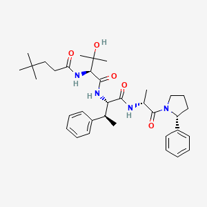 molecular formula C35H50N4O5 B12374795 N-[(2S)-3-hydroxy-3-methyl-1-oxo-1-[[(2S,3S)-1-oxo-1-[[(2R)-1-oxo-1-[(2R)-2-phenylpyrrolidin-1-yl]propan-2-yl]amino]-3-phenylbutan-2-yl]amino]butan-2-yl]-4,4-dimethylpentanamide 