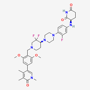 (3R)-3-[4-[4-[(4S)-1-[[2,6-dimethoxy-4-(1,4,5-trimethyl-6-oxopyridin-3-yl)phenyl]methyl]-3,3-difluoropiperidin-4-yl]piperazin-1-yl]-3-fluoroanilino]piperidine-2,6-dione