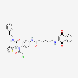 N-[4-[(2-chloroacetyl)-[2-oxo-2-(2-phenylethylamino)-1-thiophen-2-ylethyl]amino]phenyl]-6-[(1,4-dioxonaphthalen-2-yl)amino]hexanamide