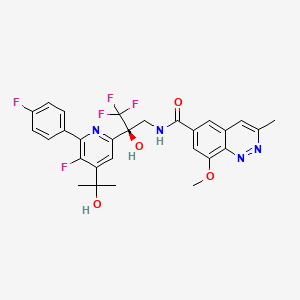 molecular formula C28H25F5N4O4 B12374965 8-methoxy-3-methyl-N-{(2S)-3,3,3-trifluoro-2-[5-fluoro-6-(4-fluorophenyl)-4-(2-hydroxypropan-2-yl)pyridin-2-yl]-2-hydroxypropyl}cinnoline-6-carboxamide 