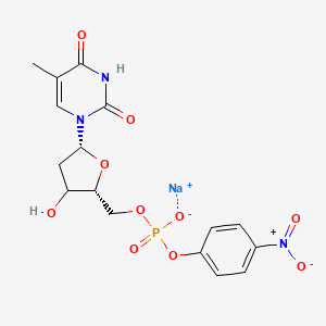 molecular formula C16H17N3NaO10P B12374975 sodium;[(2R,5R)-3-hydroxy-5-(5-methyl-2,4-dioxopyrimidin-1-yl)oxolan-2-yl]methyl (4-nitrophenyl) phosphate 