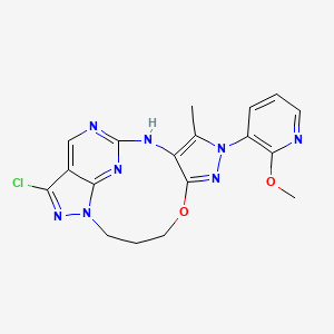 molecular formula C18H17ClN8O2 B12375054 14-Chloro-5-(2-methoxypyridin-3-yl)-4-methyl-8-oxa-2,5,6,12,13,17,18-heptazatetracyclo[10.5.2.03,7.015,19]nonadeca-1(17),3,6,13,15,18-hexaene 