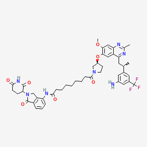 molecular formula C46H52F3N7O7 B12375095 9-[(3S)-3-[4-[(2S)-2-[3-amino-5-(trifluoromethyl)phenyl]propyl]-7-methoxy-2-methylquinazolin-6-yl]oxypyrrolidin-1-yl]-N-[2-(2,6-dioxopiperidin-3-yl)-1-oxo-3H-isoindol-4-yl]-9-oxononanamide 