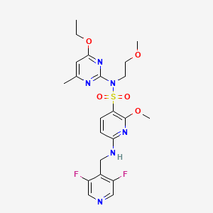 molecular formula C22H26F2N6O5S B12375188 6-{[(3,5-difluoropyridin-4-yl)methyl]amino}-N-(4-ethoxy-6-methylpyrimidin-2-yl)-2-methoxy-N-(2-methoxyethyl)pyridine-3-sulfonamide 