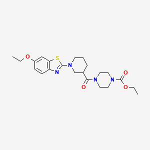 molecular formula C22H30N4O4S B1237521 4-[[1-(6-乙氧基-1,3-苯并噻唑-2-基)-3-哌啶基]-氧甲基]-1-哌嗪羧酸乙酯 