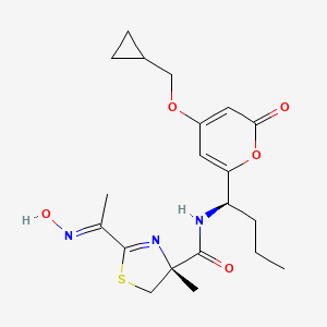 molecular formula C20H27N3O5S B12375414 (4R)-N-[(1R)-1-[4-(cyclopropylmethoxy)-6-oxopyran-2-yl]butyl]-2-[(E)-N-hydroxy-C-methylcarbonimidoyl]-4-methyl-5H-1,3-thiazole-4-carboxamide 