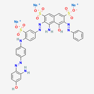 Trisodium;4-amino-3-[[4-[4-[(2-amino-4-hydroxyphenyl)diazenyl]anilino]-3-sulfonatophenyl]diazenyl]-5-hydroxy-6-phenyldiazenylnaphthalene-2,7-disulfonate