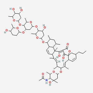 N-[6-[[(7E,11Z,23E)-17-[5-[5-(4,5-dihydroxy-6-methyloxan-2-yl)oxy-4-(5-hydroxy-6-methyloxan-2-yl)oxy-6-methyloxan-2-yl]oxy-4-hydroxy-6-methyloxan-2-yl]oxy-23-hydroxy-8,10,12,18,20,22-hexamethyl-25,27-dioxo-3-propyl-26-oxapentacyclo[22.2.1.01,6.013,22.016,21]heptacosa-4,7,11,14,23-pentaen-9-yl]oxy]-4-hydroxy-2,4-dimethyloxan-3-yl]acetamide