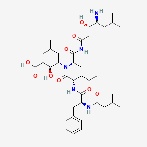 (3S,4S)-4-[[(2S)-1-[[(3S,4S)-4-amino-3-hydroxy-6-methylheptanoyl]amino]-1-oxopropan-2-yl]-[(2S)-2-[[(2S)-2-(3-methylbutanoylamino)-3-phenylpropanoyl]amino]hexanoyl]amino]-3-hydroxy-6-methylheptanoic acid