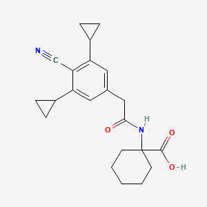 molecular formula C22H26N2O3 B12375474 1-[[2-(4-Cyano-3,5-dicyclopropylphenyl)acetyl]amino]cyclohexane-1-carboxylic acid 