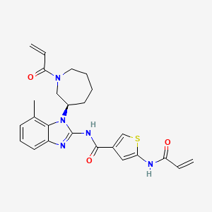 molecular formula C25H27N5O3S B12375497 N-[7-methyl-1-[(3R)-1-prop-2-enoylazepan-3-yl]benzimidazol-2-yl]-5-(prop-2-enoylamino)thiophene-3-carboxamide 