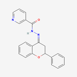molecular formula C21H17N3O2 B1237550 N-[(Z)-(2-苯基-2,3-二氢色满-4-亚烷基)氨基]吡啶-3-甲酰胺 