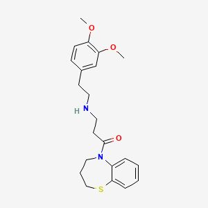 molecular formula C22H28N2O3S B12375656 1-(3,4-dihydrobenzo[b][1,4]thiazepin-5(2H)-yl)-3-((3,4-dimethoxyphenethyl)amino)propan-1-one 