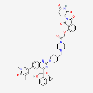 molecular formula C51H54N8O9 B12375669 4-[2-[4-[[1-[4-[(1S)-1-cyclopropyloxy-2-hydroxy-1-phenylethyl]-6-(1,5-dimethyl-6-oxopyridin-3-yl)quinazolin-2-yl]piperidin-4-yl]methyl]piperazin-1-yl]-2-oxoethoxy]-2-(2,6-dioxopiperidin-3-yl)isoindole-1,3-dione 