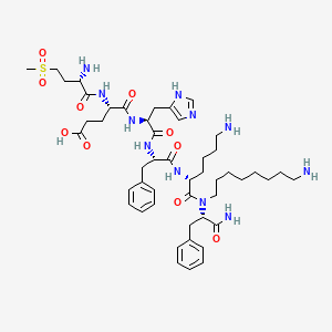 molecular formula C48H73N11O10S B12375688 (4S)-5-[[(2S)-1-[[(2S)-1-[[(2R)-6-amino-1-[8-aminooctyl-[(2S)-1-amino-1-oxo-3-phenylpropan-2-yl]amino]-1-oxohexan-2-yl]amino]-1-oxo-3-phenylpropan-2-yl]amino]-3-(1H-imidazol-5-yl)-1-oxopropan-2-yl]amino]-4-[[(2S)-2-amino-4-methylsulfonylbutanoyl]amino]-5-oxopentanoic acid 