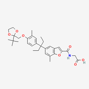 molecular formula C32H41NO7 B12375712 [(5-{1-[4-(2-Tert-butyl-[1,3]dioxolan-2-ylmethoxy)-3-methyl-phenyl]-1-ethyl-propyl}-7-methyl-benzofuran-2-carbonyl)-amino]-acetic acid 