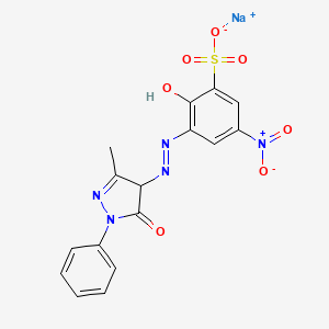 molecular formula C16H12N5NaO7S B12375719 sodium;2-hydroxy-3-[(3-methyl-5-oxo-1-phenyl-4H-pyrazol-4-yl)diazenyl]-5-nitrobenzenesulfonate 