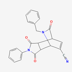 molecular formula C23H17N3O3 B12375759 8-Benzyl-3,5,9-trioxo-4-phenyl-4,8-diazatricyclo[5.2.2.02,6]undec-10-ene-11-carbonitrile 