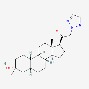 molecular formula C23H35N3O2 B12375863 1-[(3R,5R,8R,9R,10S,13S,14S,17S)-3-hydroxy-3,13-dimethyl-2,4,5,6,7,8,9,10,11,12,14,15,16,17-tetradecahydro-1H-cyclopenta[a]phenanthren-17-yl]-2-(triazol-2-yl)ethanone 