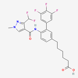 molecular formula C24H22F5N3O3 B12375890 6-[4-[[3-(Difluoromethyl)-1-methylpyrazole-4-carbonyl]amino]-3-(3,4,5-trifluorophenyl)phenyl]hexanoic acid 