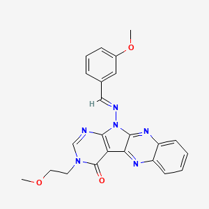 molecular formula C23H20N6O3 B1237590 3-(2-甲氧基-乙基)-11-{[1-(3-甲氧基-苯基)-甲-(E)-亚氨基]-氨基}-3,11-二氢-1,3,5,10,11-戊氮杂-苯并[b]芴-4-酮 