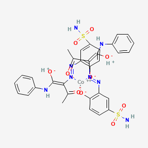 molecular formula C32H30CoN8O10S2 B12376027 2-[[(Z)-1-anilino-1-oxido-3-oxobut-1-en-2-yl]diazenyl]-4-sulfamoylphenolate;cobalt(2+);hydron 