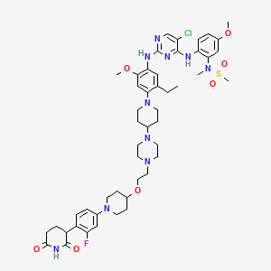 molecular formula C49H64ClFN10O7S B12376031 N-[2-[[5-chloro-2-[4-[4-[4-[2-[1-[4-(2,6-dioxopiperidin-3-yl)-3-fluorophenyl]piperidin-4-yl]oxyethyl]piperazin-1-yl]piperidin-1-yl]-5-ethyl-2-methoxyanilino]pyrimidin-4-yl]amino]-5-methoxyphenyl]-N-methylmethanesulfonamide 